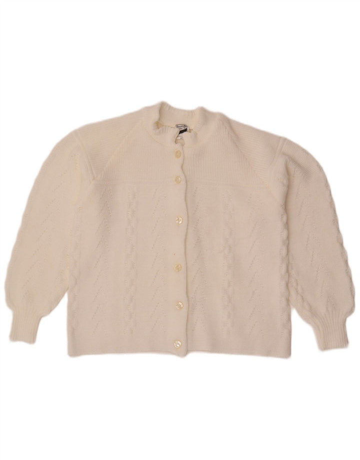 Pulover Bayer pentru femei Crop Cardigan UK 8 Small White Poliacrilic