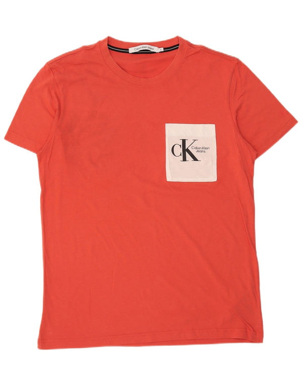 Tricou grafic pentru bărbați Calvin Klein Jeans Top XL Orange Colorblock Bumbac