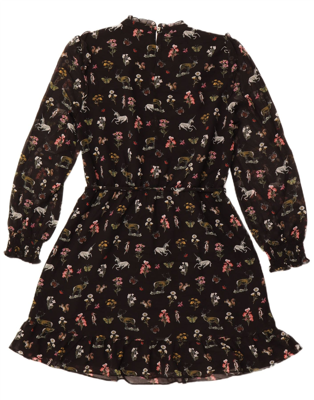 Rochie A-Line OASIS pentru femei cu mâneci lungi UK 12 Poliester Floral Negru Mediu