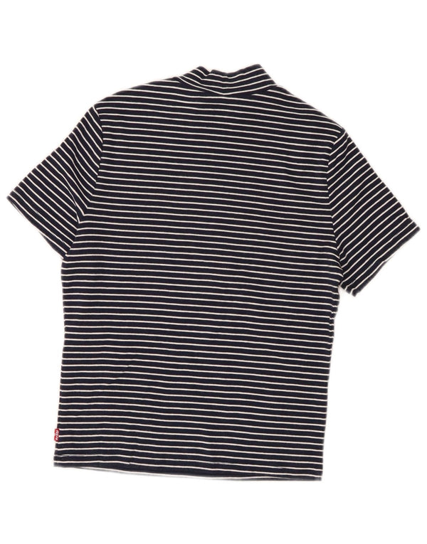 Tricou crop Levi's pentru femei, UK 10 mic, bumbac cu dungi, albastru marin