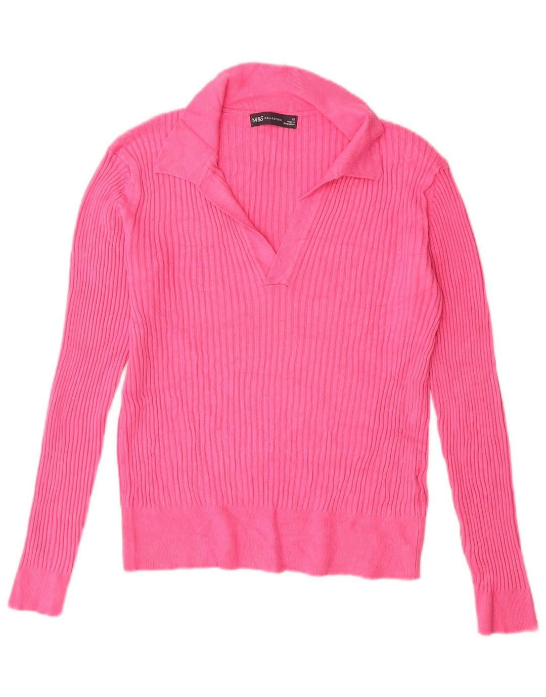 Marks & Spencer Pulover cu gât polo pentru femei UK 12 Viscoză roz mediu