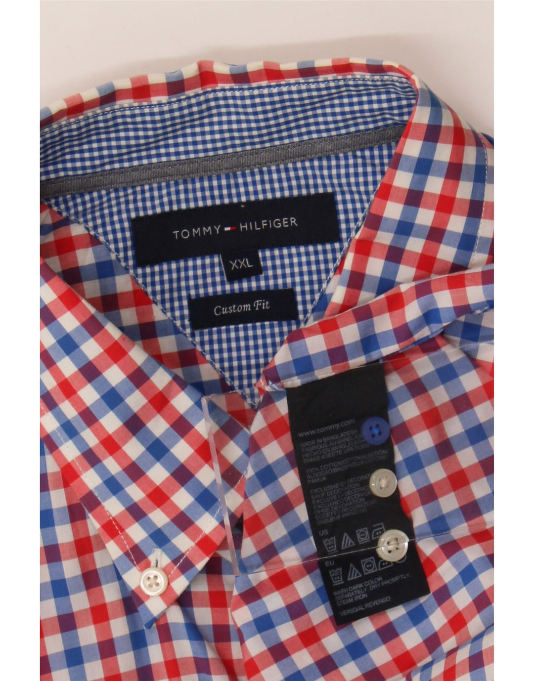 Cămașă personalizată pentru bărbați Tommy Hilfiger, bumbac vichy roșu 2XL