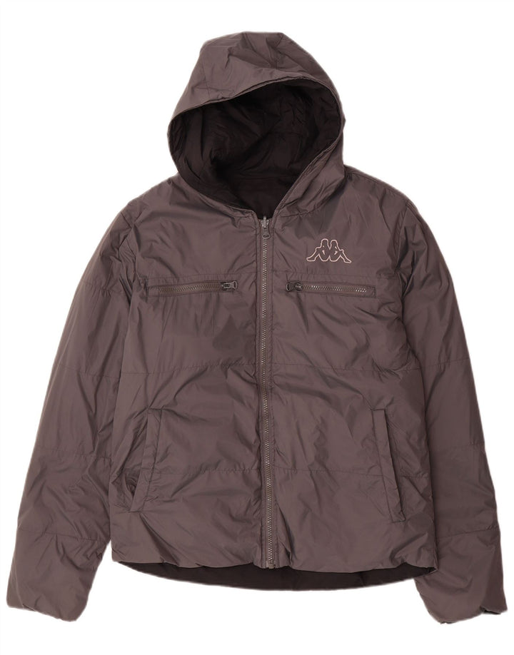 Jachetă căptușită reversibilă cu glugă pentru femei Kappa UK 14, nailon gri mediu