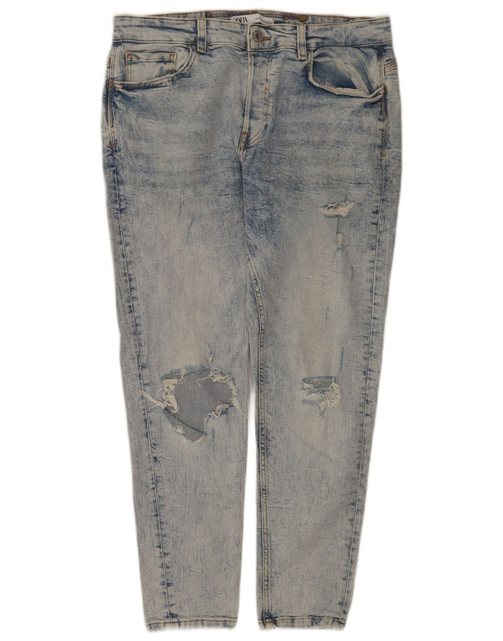 Blugi slim pentru bărbați Zara, învechiți, EU 44 Large W34 L28 Blue