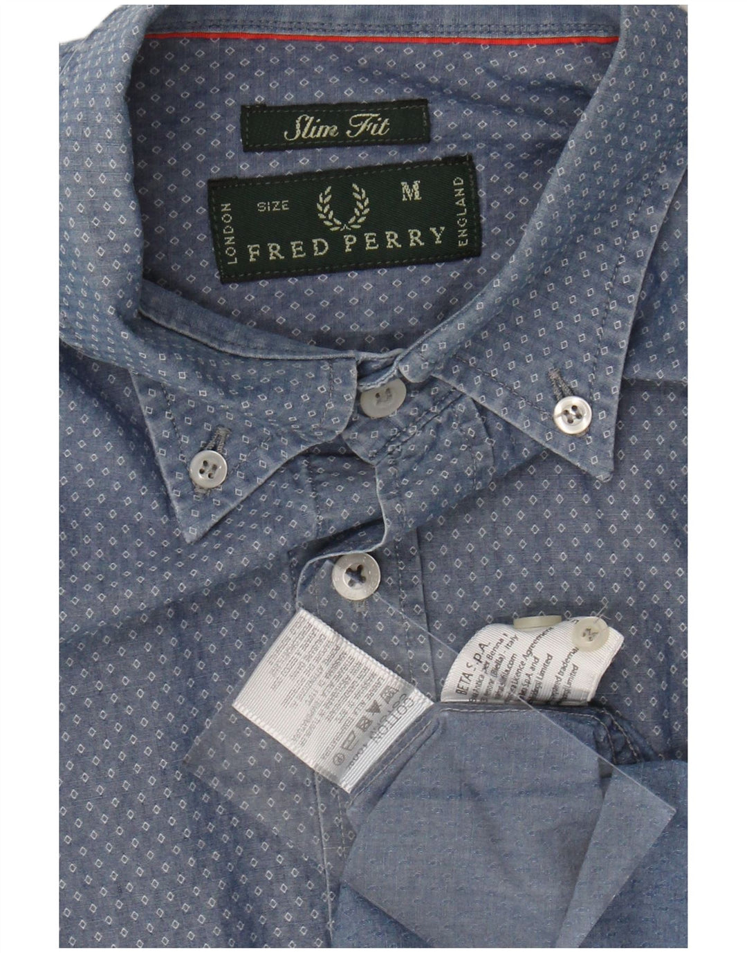 Cămașă pentru bărbați FRED PERRY Slim Fit, albastru mediu, bumbac Argyle/Diamond