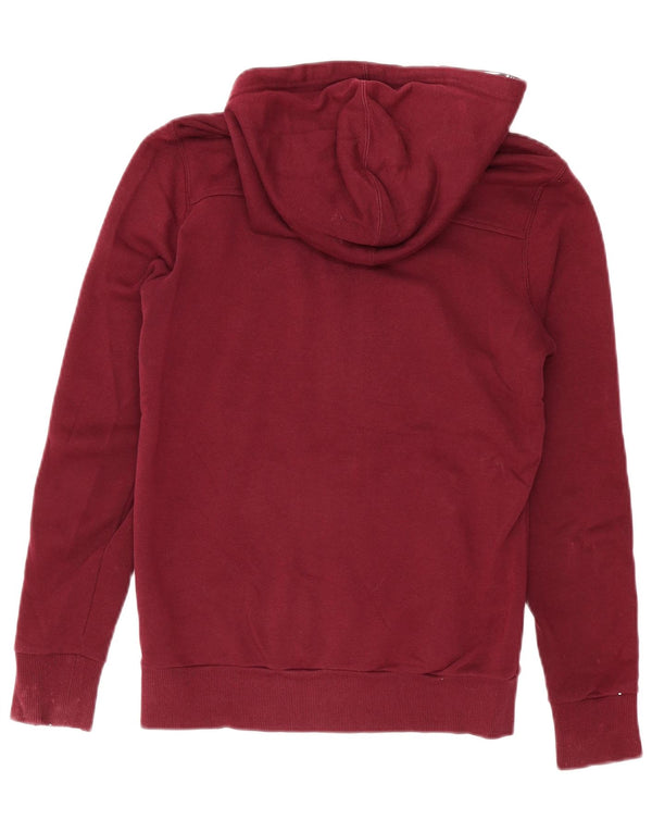 Adidas Womens Zip Hoodie Sweater UK 12 Medium Burgundy Cotton