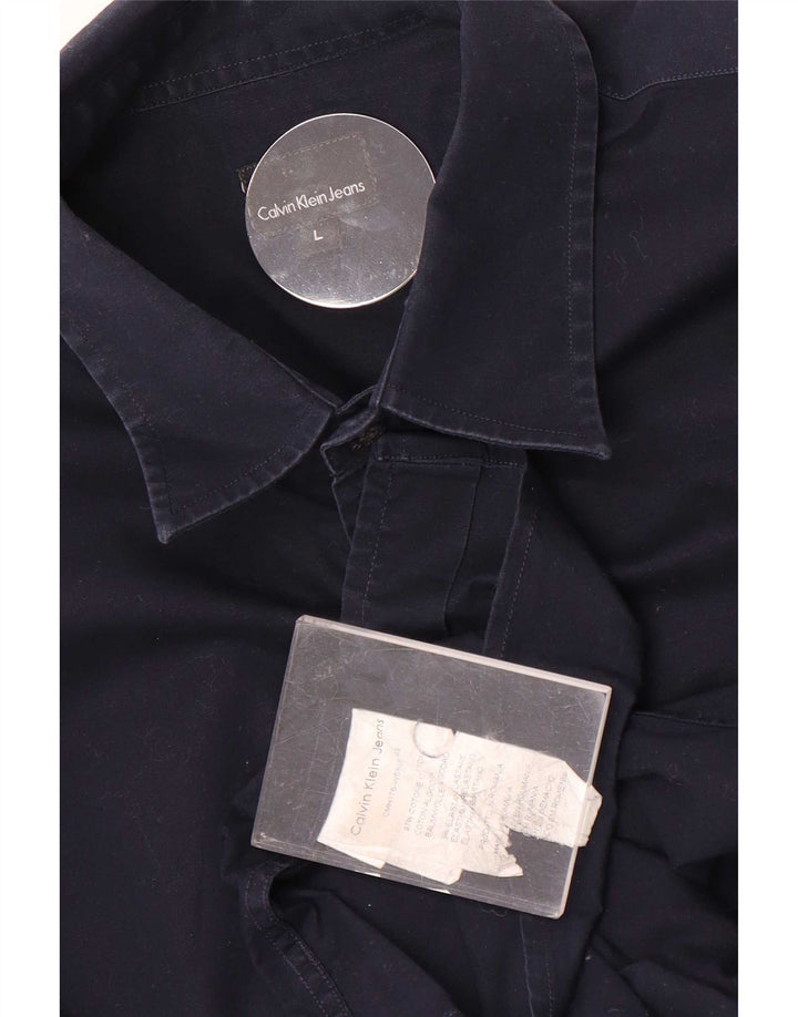Cămașă pentru bărbați Calvin Klein Jeans, bumbac mare, albastru bleumarin