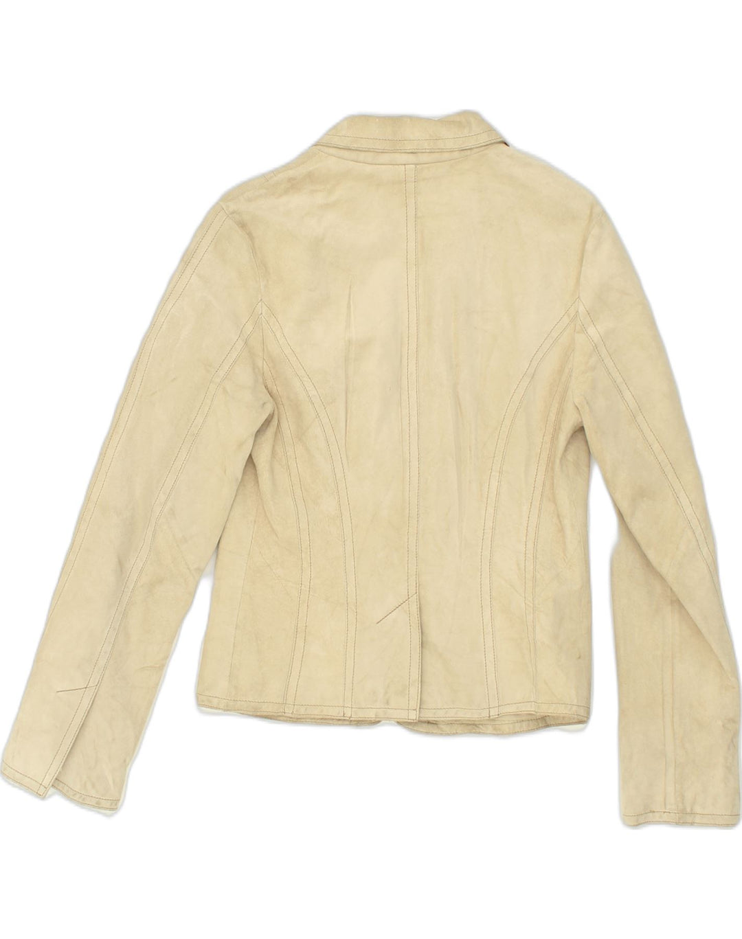 MAX & CO. Womens 1 Button Leather Blazer Jacket IT 46 Large Beige Leather | Vintage Max & Co. | Thrift | Second-Hand Max & Co. | Used Clothing | Messina Hembry 