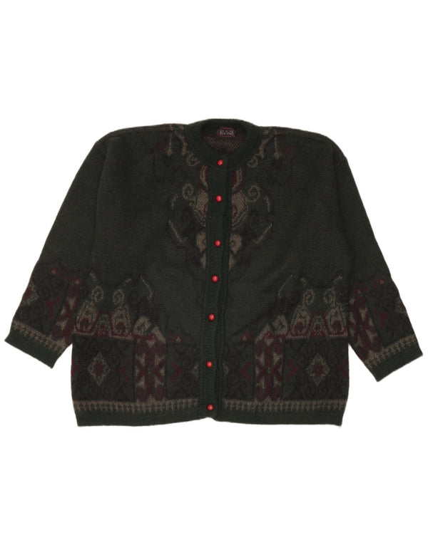 Pulover cardigan supradimensionat pentru femei Vintage IT 48 XL Mohair geometric verde