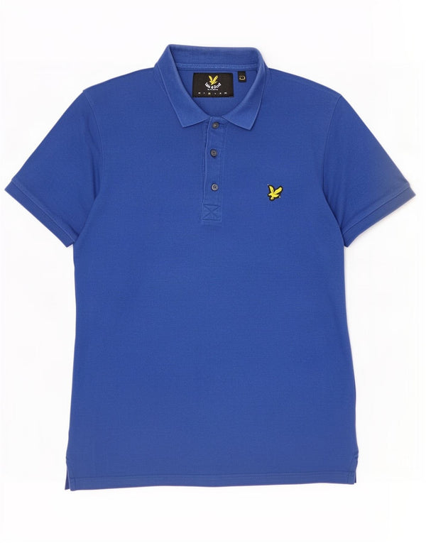 Tricou polo Lyle & Scott pentru bărbați, bumbac albastru mediu