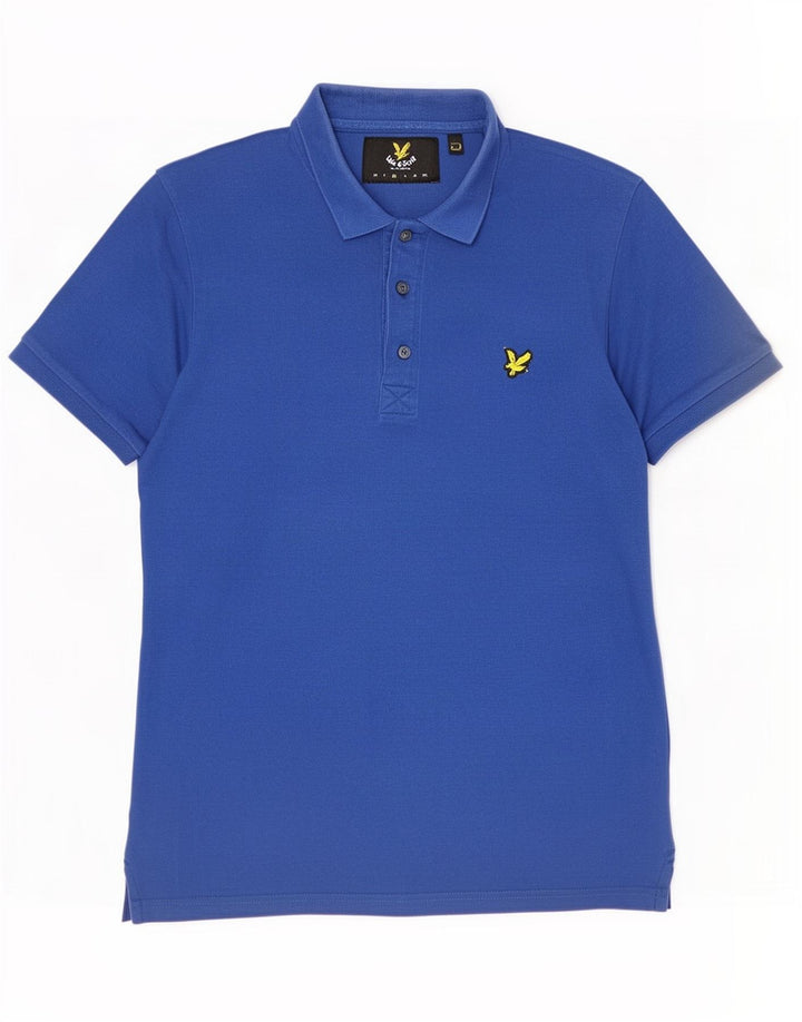 Tricou polo Lyle & Scott pentru bărbați, bumbac albastru mediu