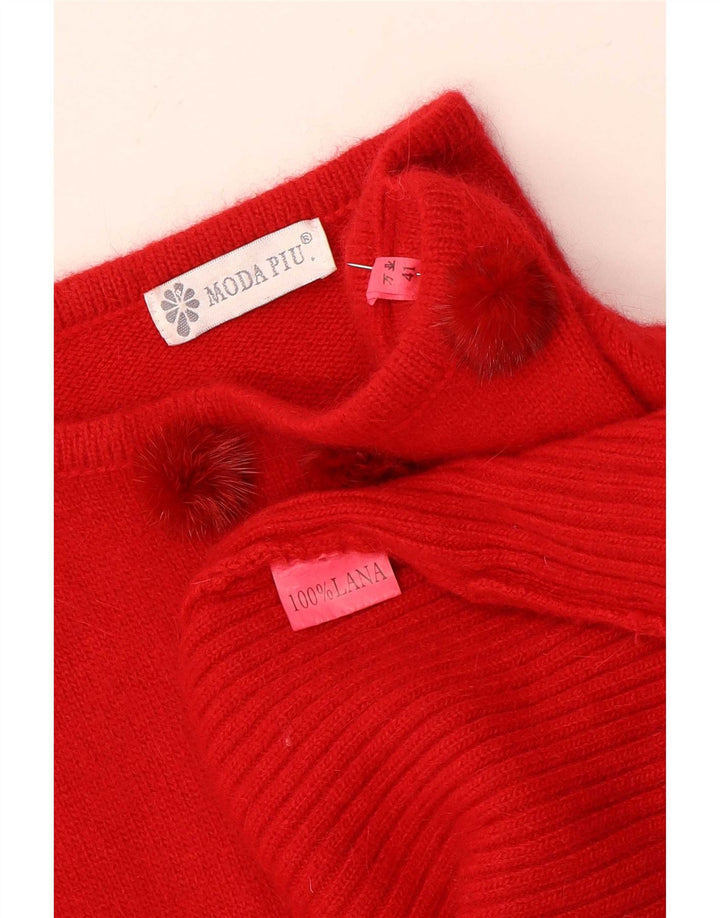 Moda Piu Pulover Pulover De Damă Gât Barcă IT 41 Lână Roșu Mediu