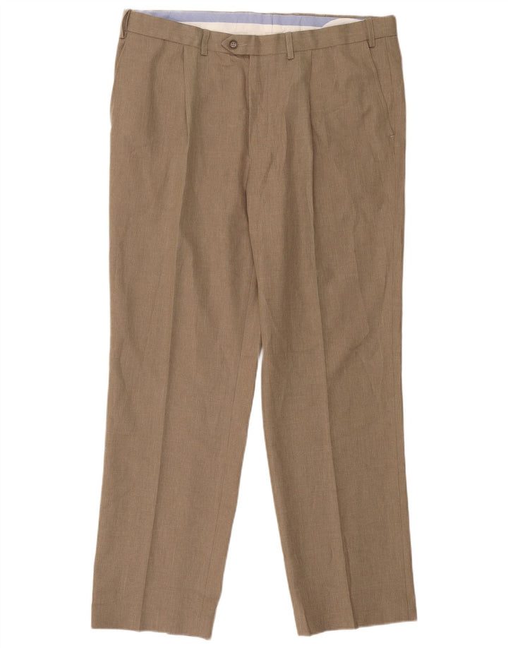 Pantaloni de costum pentru bărbați Marks & Spencer, cu ajustare normală, L38 L31, poliester bej