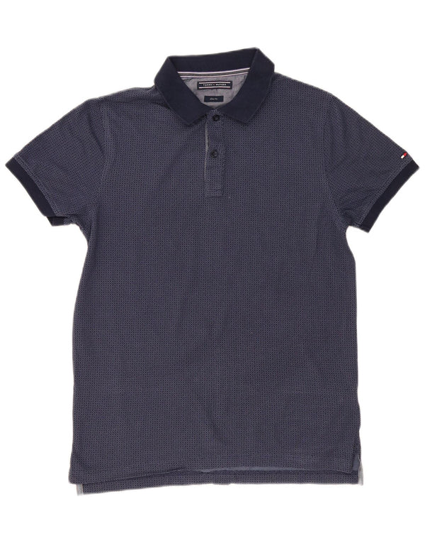 Cămașă polo pentru bărbați Tommy Hilfiger Slim Fit, mare, din bumbac geometric, albastru