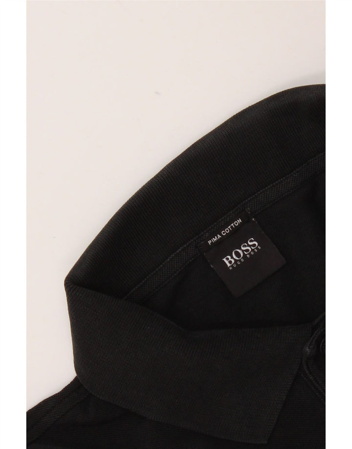 Tricou polo pentru bărbați Hugo Boss, bumbac negru mare