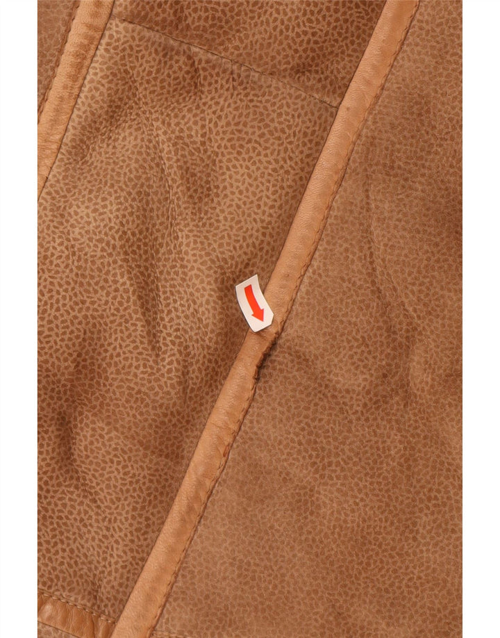 Palton pentru femei VINTAGE din shearling UK 16 mare maro imprimeu animal