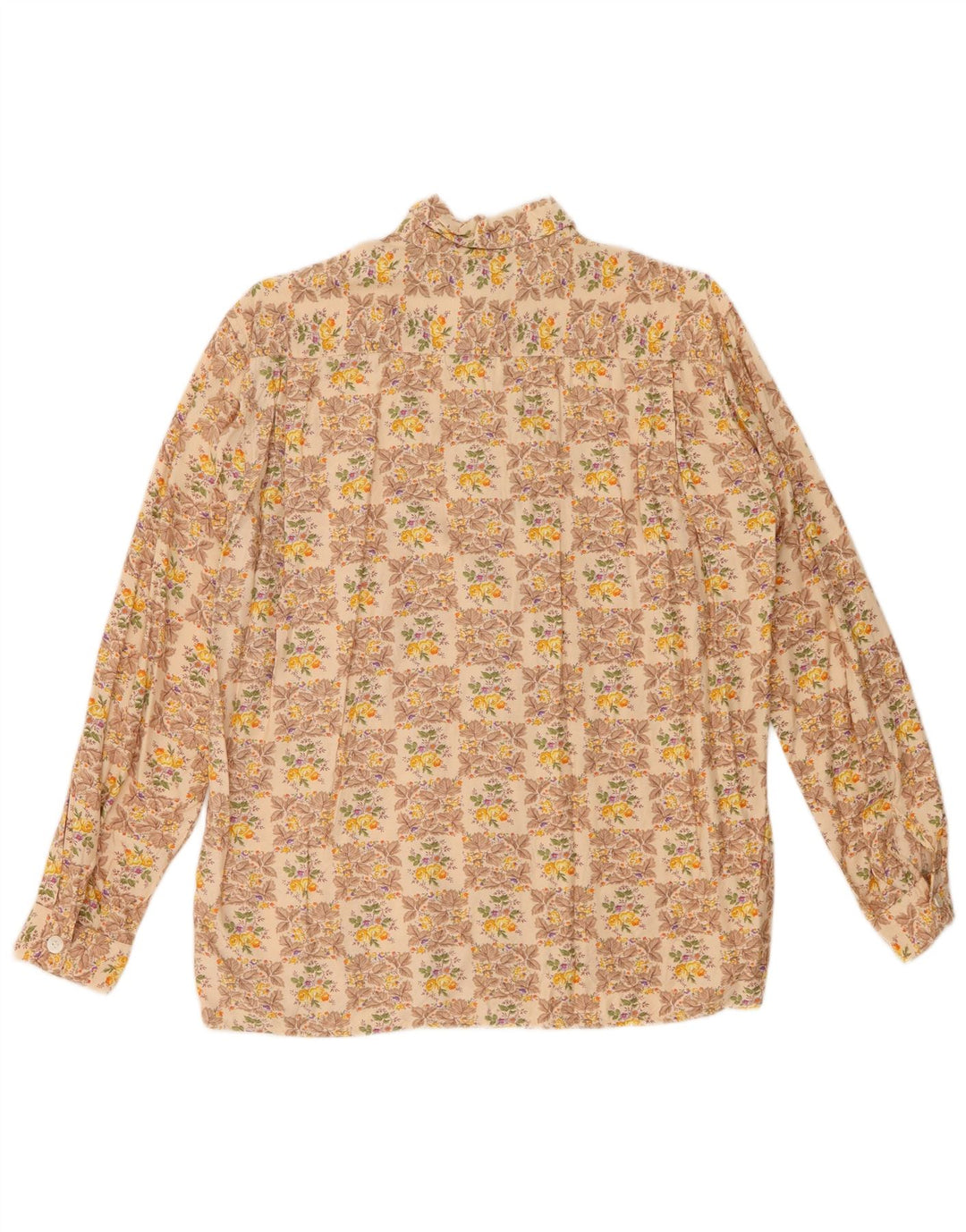 Bluză cămașă pentru femei VINTAGE IT 44 Viscoză Florală Bej Mediu