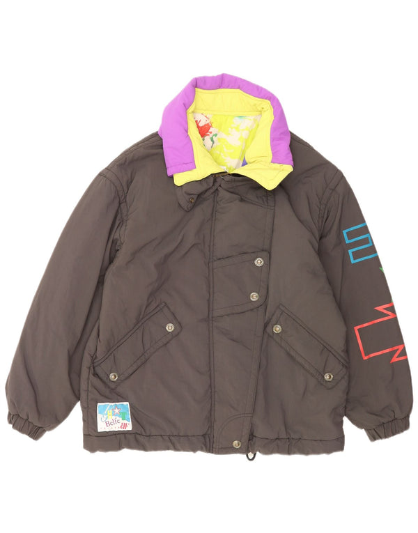 Jachetă căptușită supradimensionată cu grafică Belfe pentru femei UK 14 Medium Gri Colorblock