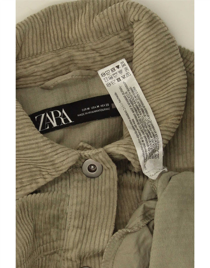 Jachetă din velur pentru femei Zara UK 14 Medium Khaki Bumbac