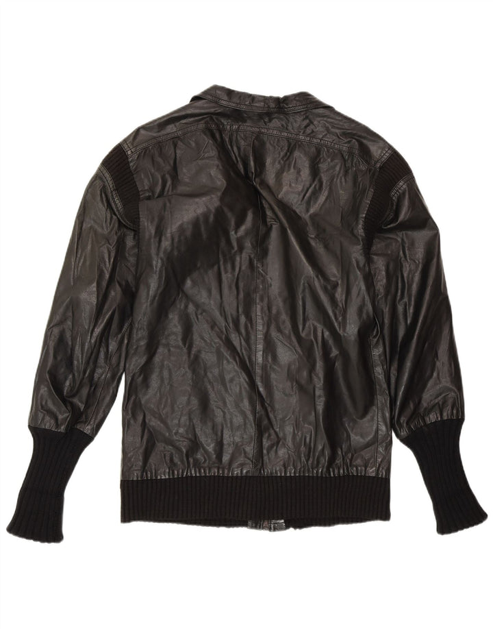 Jachetă de piele VINTAGE pentru femei UK 14 Medium Black Leather