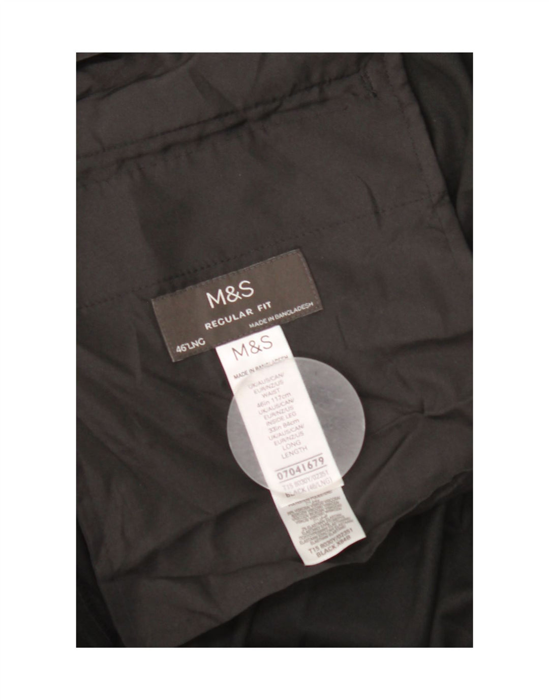 Pantaloni de costum pentru bărbați Marks & Spencer, cu tăiere obișnuită, L46 L33, poliester negru