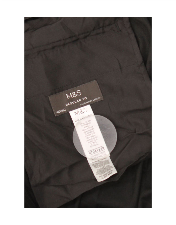 Pantaloni de costum pentru bărbați Marks & Spencer, cu tăiere obișnuită, L46 L33, poliester negru