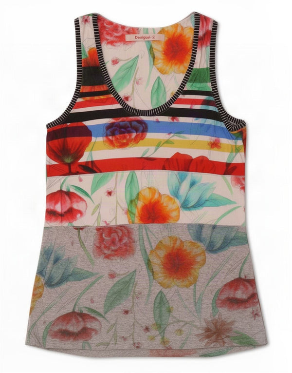 Desigual Womens Graphic Vest Top UK 10 Small Multicoloured Floral