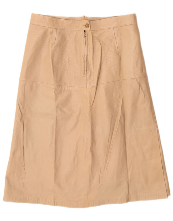 Fusta din piele vintage pentru femei cu talie înaltă IT 46 Large W28 Beige