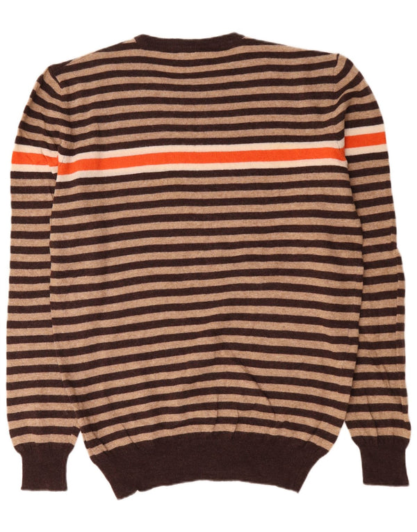 Woolrich Mens Crew Neck Jumper Sweater XL Beige Striped Wool