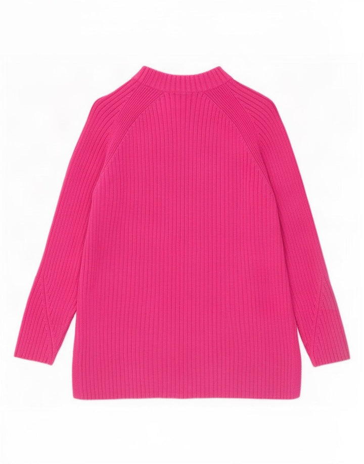 Pulover pentru femei Marks & Spencer cu gât țestoasă, bumbac roz mediu UK 14