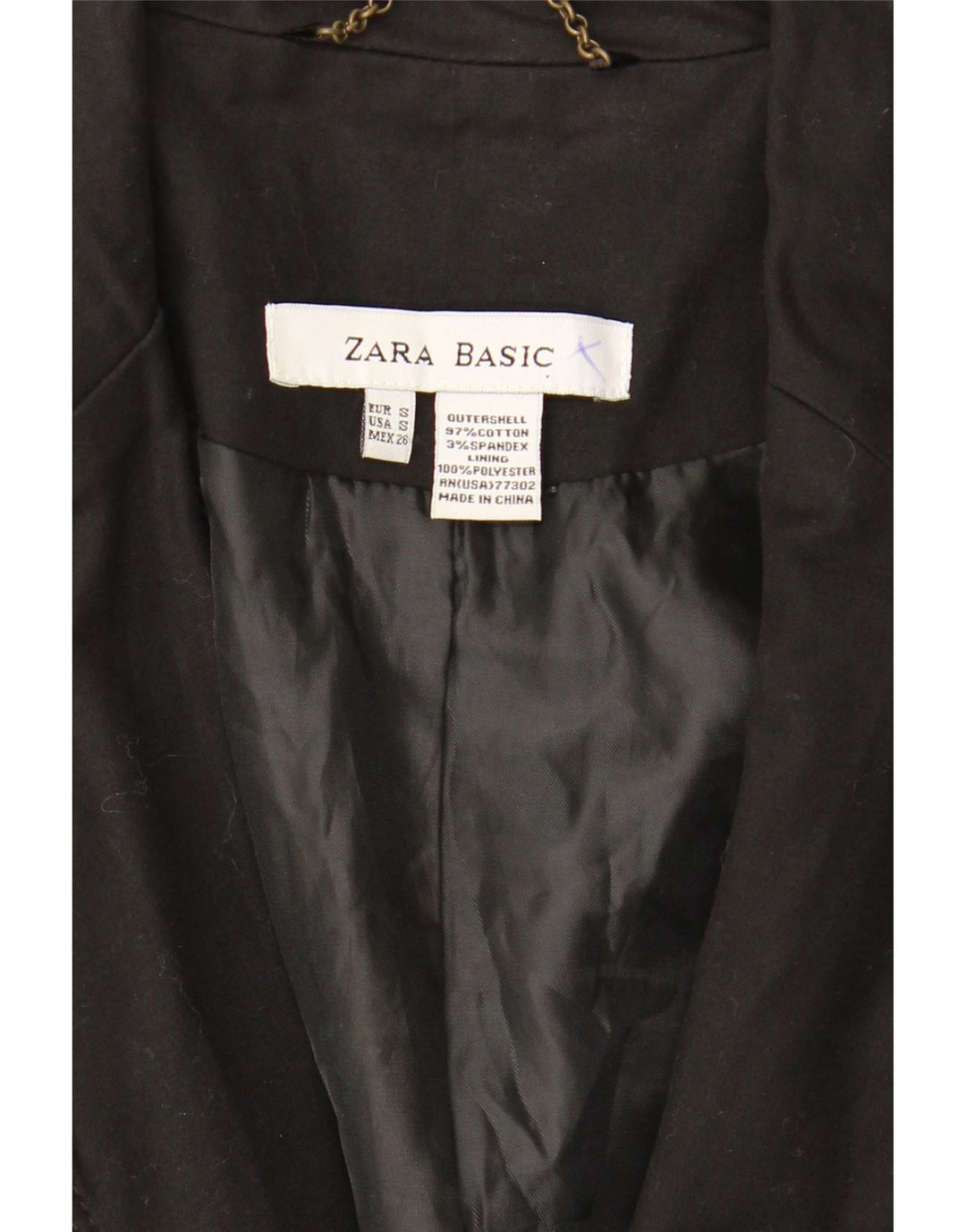 Blazer pentru femei Zara cu 1 nasture, UK 10, bumbac negru mic