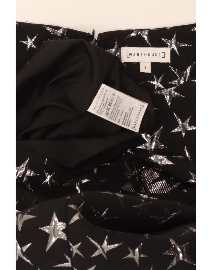 WAREHOUSE Rochie teacă cu model abstract pentru femei UK 8 Small Black