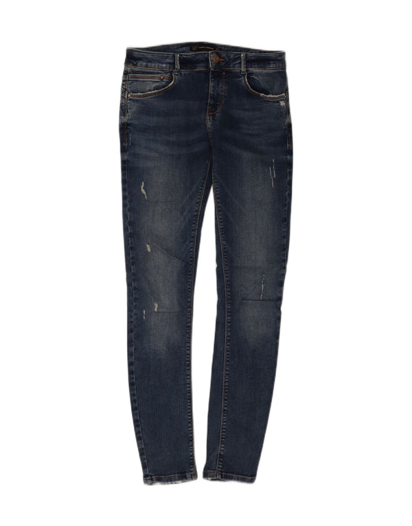 Blugi skinny distressed Trafaluc pentru femei Zara EU 38 Mici L28 L30 Albastru