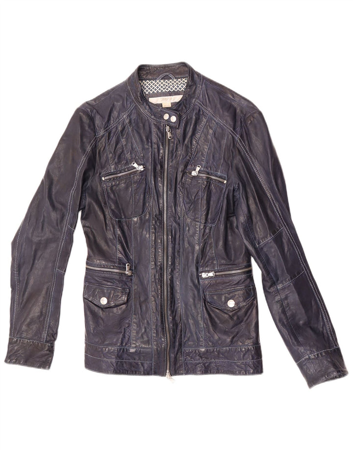 Jachetă de piele pentru femei Marlboro Classics IT 44 Medium Blue Lambskin