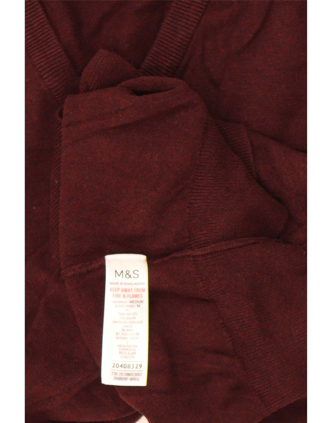 Pulover pentru bărbați Marks & Spencer, cu decolteu în V, burgundă mediu