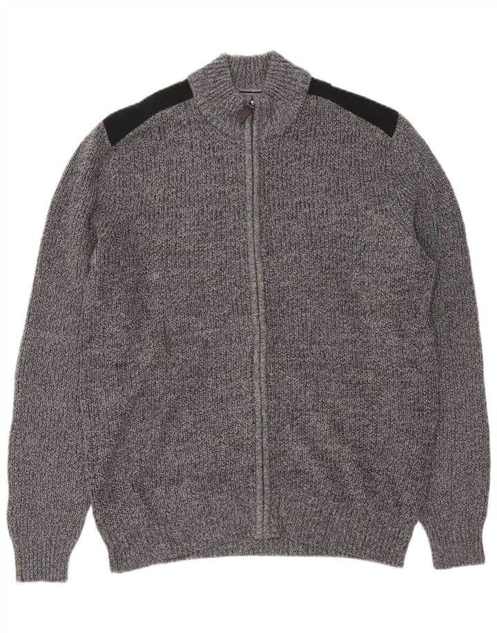 Pulover cardigan IZOD pentru bărbați, bumbac color bloc, gri mediu