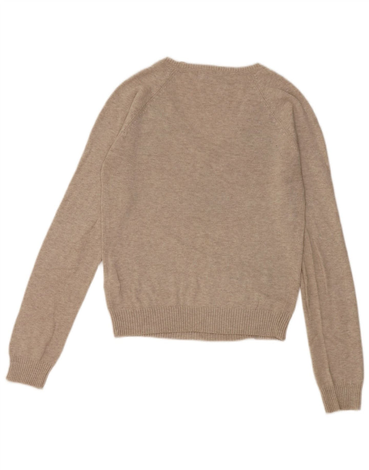 Pulover cu decolteu în V Zara pentru femei UK 12 Gri mediu Argyle/Diamond Bumbac