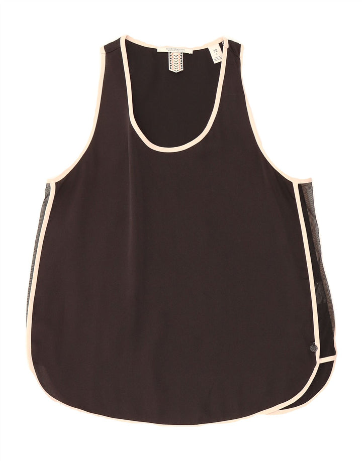 SCOTCH & SODA Womens Vest Top UK 12 Medium Black Polyester Vintage Scotch & Soda and Second-Hand Scotch & Soda from Messina Hembry 