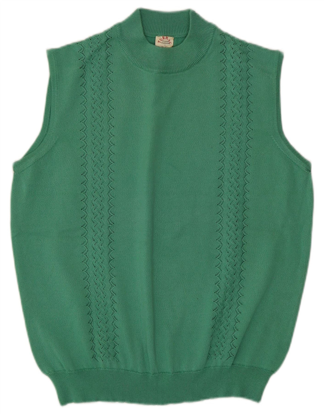 Vintage Womens Vest Tank Top UK 14 Medium Green Acetat
