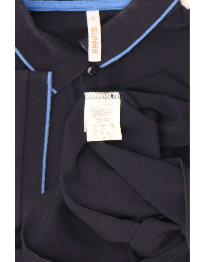 Tricou polo Sun68 pentru bărbați, bumbac, albastru bleumarin mediu