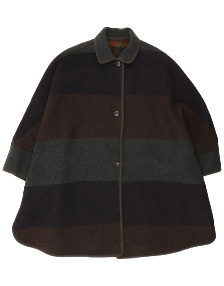 Palton Poncho Vintage Femei Lână cu dungi multicolore mărime unica