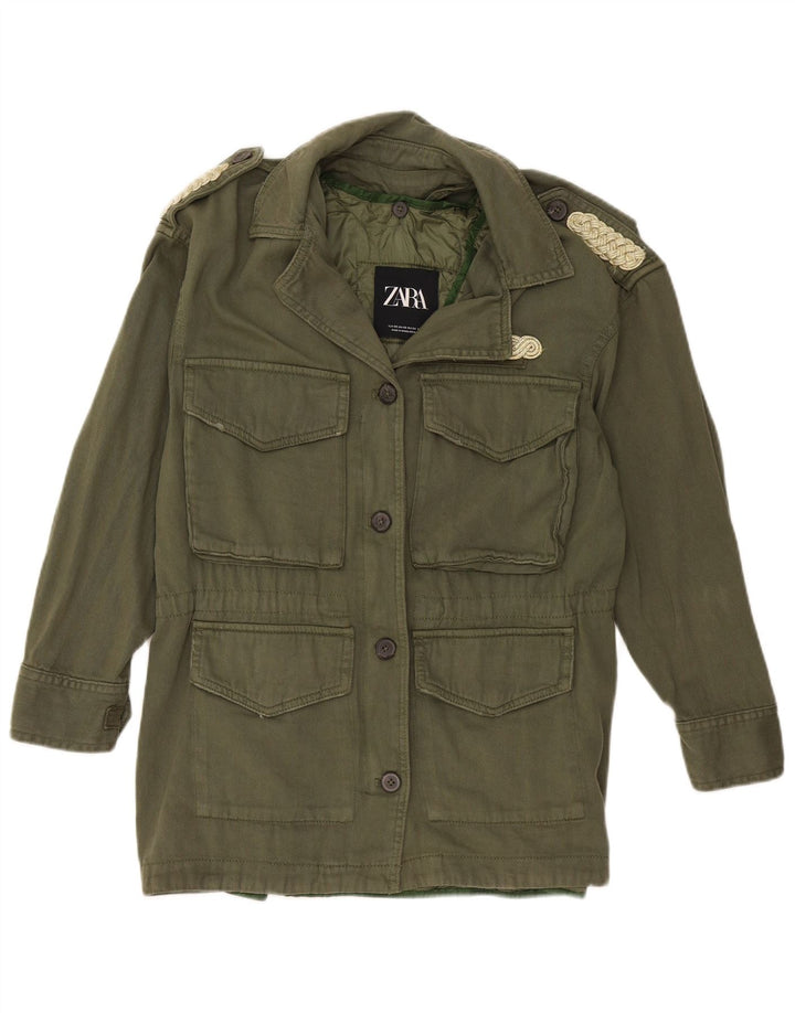 Jachetă militară supradimensionată pentru femei Zara UK 6 XS bumbac kaki