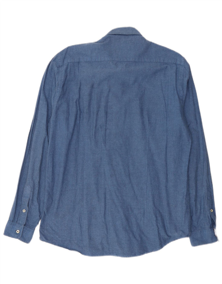 Cămașă pentru bărbați Zara Slim Fit, mare, albastru, bumbac