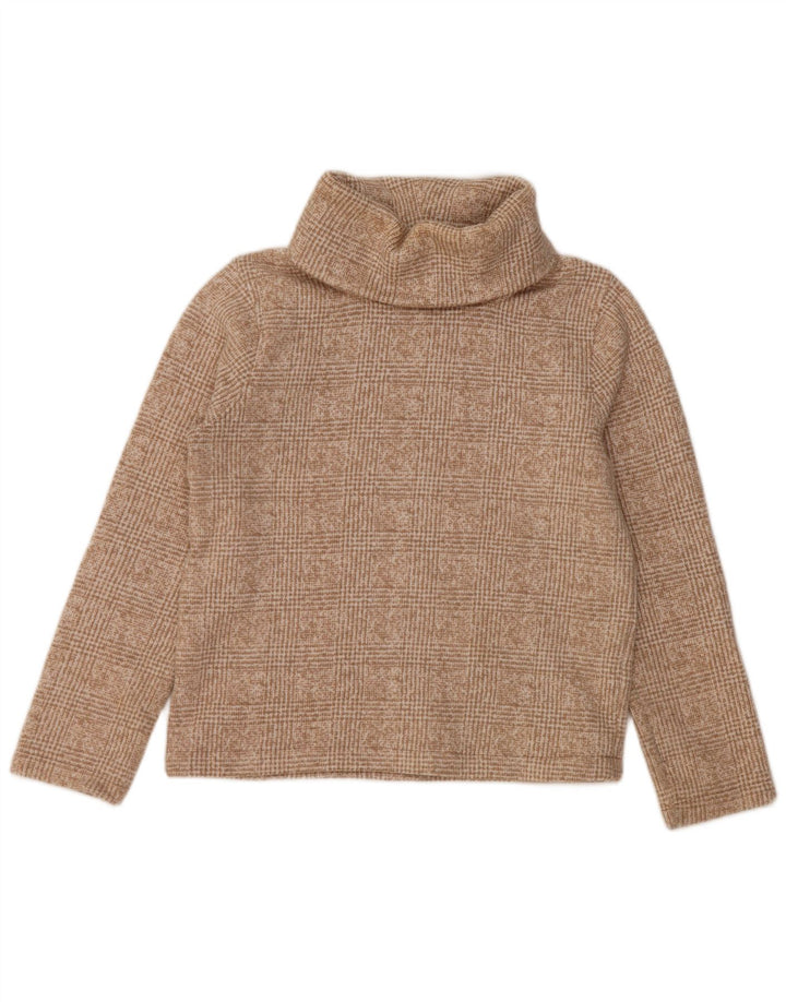 J. CREW Pulover cu gât rulat pentru femei UK 14 Poliester cu carouri medii, bej