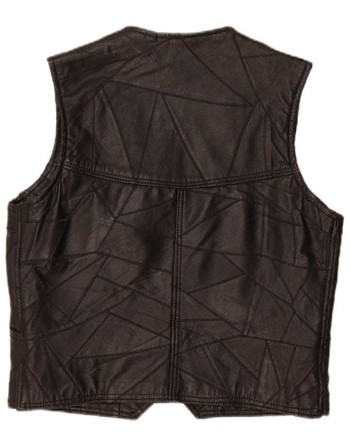 Vestă de piele vintage pentru bărbați, mare, neagră, mozaic