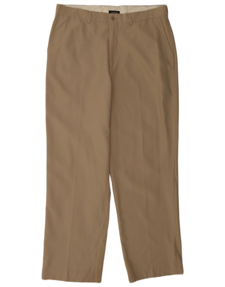 Pantaloni chino drept bărbați Izod L36 L32 poliester bej