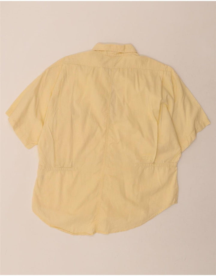 VINTAGE Mens Short Sleeve Pullover Shirt Small Beige Cotton Vintage Vintage and Second-Hand Vintage from Messina Hembry 