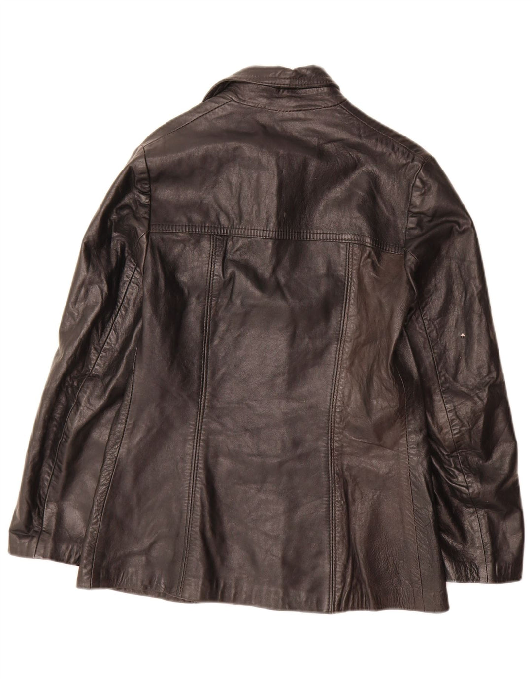 Jachetă vintage din piele cu 3 nasturi pentru femei IT 44 Medium Black