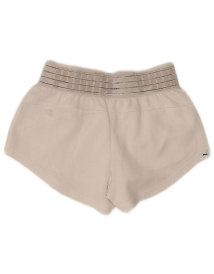 Pantaloni scurti sport grafic Puma pentru femei UK 8 Small White Poliester