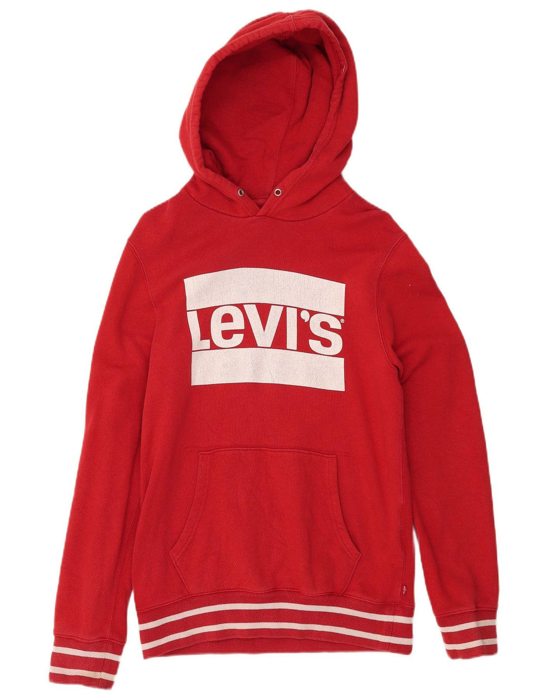 LEVI'S Mens Graphic Hoodie Jumper Small Red Cotton